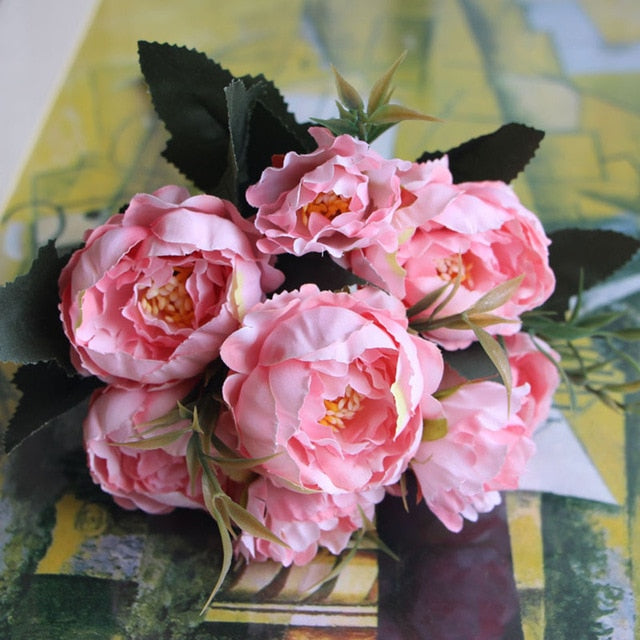 8 Heads/Bouquet Mariage Christmas Simulation Real Touch Artificial Peony Flower Valentines Day Gift Fake Flower