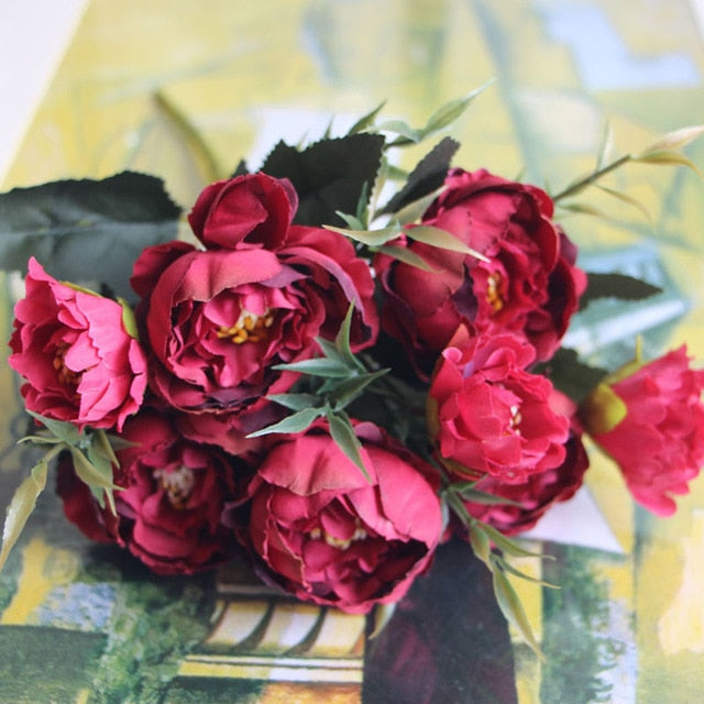 8 Heads/Bouquet Mariage Christmas Simulation Real Touch Artificial Peony Flower Valentines Day Gift Fake Flower