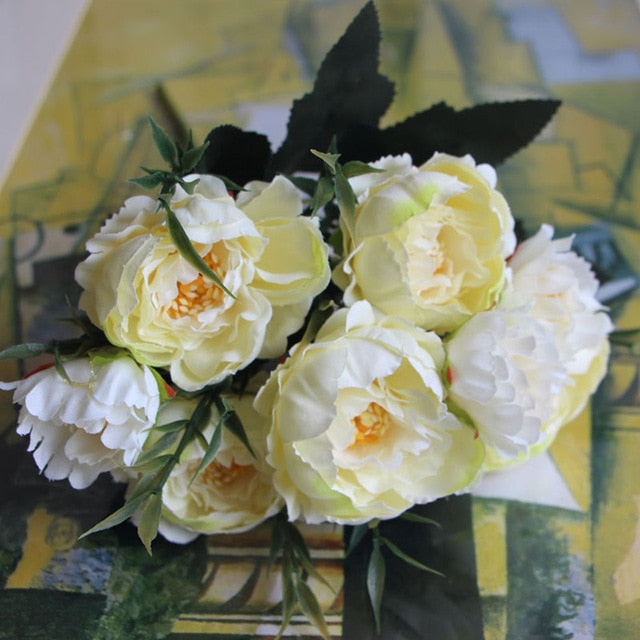 8 Heads/Bouquet Mariage Christmas Simulation Real Touch Artificial Peony Flower Valentines Day Gift Fake Flower