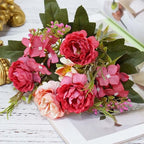 Artificial Flowers Rose Silk Flowers Bouquet Small Peony Fake Flowers Faux flores Wedding Home DIY Decoration Valentine's Day
